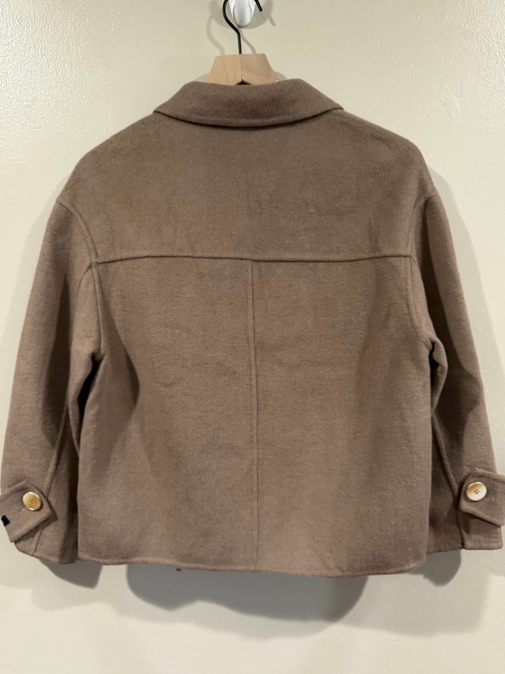 New with Tags Women’s Double-Breasted Wool Cropped Coat in Taupe - Medium/Large - Picture 2 of 12
